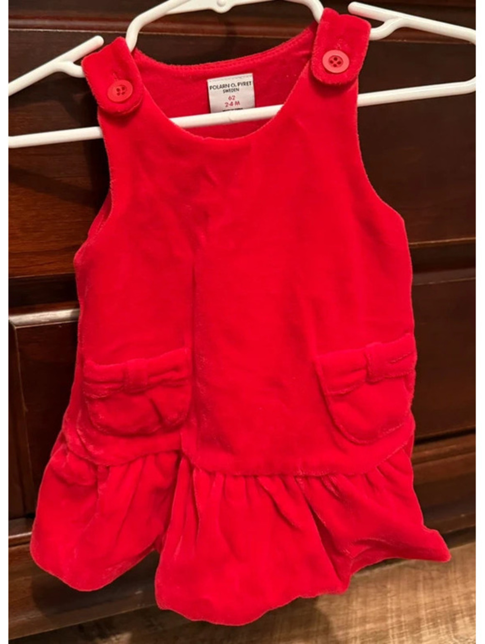 Polarn O. Pyret Red Velour Dress Tunic Swing Top